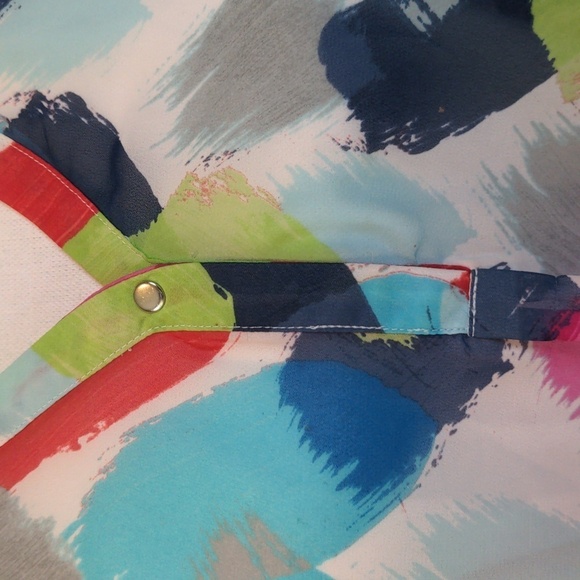 LIZ CLAIBORNE CAREER Classic Watercolor Sheer Blouse LP - Picture 4 of 16